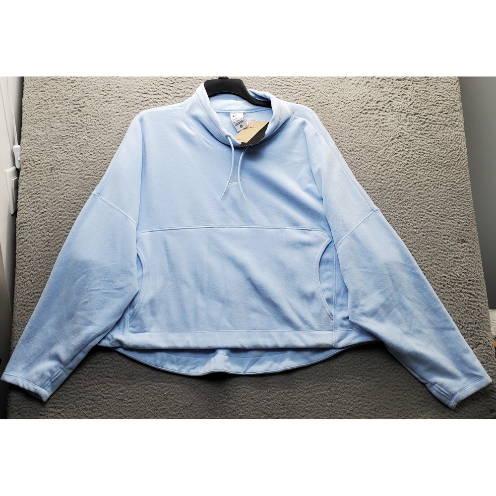 Nike Therma-FIT Hoodie Womens XXL Blue Fleece Funnel Neck Pullover HV3702-441